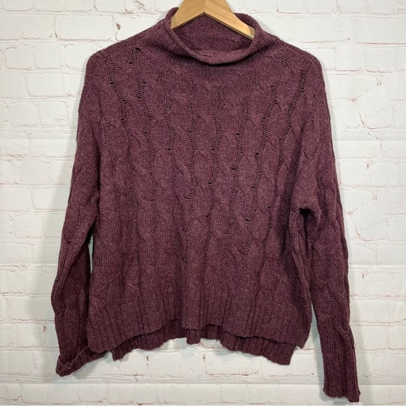 Aerie Sweater Womens Small Purple Chunky Cable Knit Pullover Long Sleeve - Picture 1 of 11